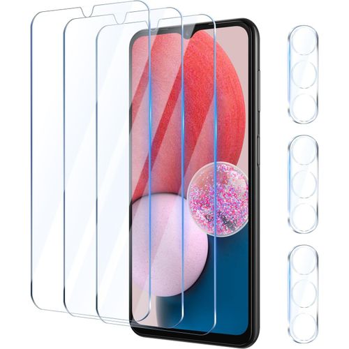 3 Pièces Verre Trempé Pour Samsung Galaxy A13 6,6 Pouces Avec 3 Pièces Caméra Arrière Protecteur, Protection Écran Film Vitre Protection Anti Rayures, Sans Bulles, Dureté 9h