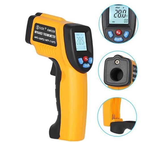 Thermomètre Electronique Frontal Sans Contact Lcd Laser Ir Numérique Thermomètre Infrarouge Point -50 330 ºc (Batterie Inclus)