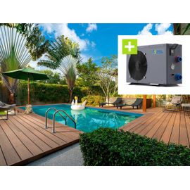 Piscine bois rectangle " Panama "- 6.20 x 4.10 x 1.45 m + Pompe à chaleur réversible "Simplicity by Hayward" ON/OFF - 5 kW - Blanc