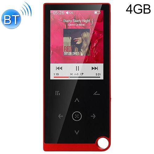 Lecteur MP4 Bluetooth 4GB Écran Tactile 2.4 Pouces Musique Vidéo Radio FM Rouge YONIS