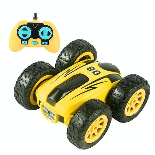 Voiture Télécommandée Mini Rapide 360° Rotation Double Face 2.4GHz Rechargeable Jaune YONIS