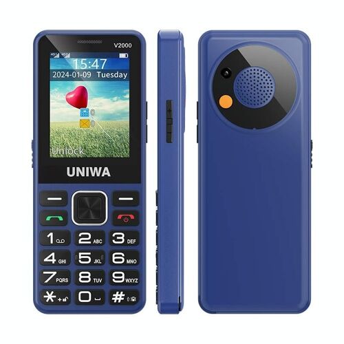 Téléphone Portable 4G Avec Clavier Grand Écran Batterie Longue Durée SOS LED Bleu YONIS