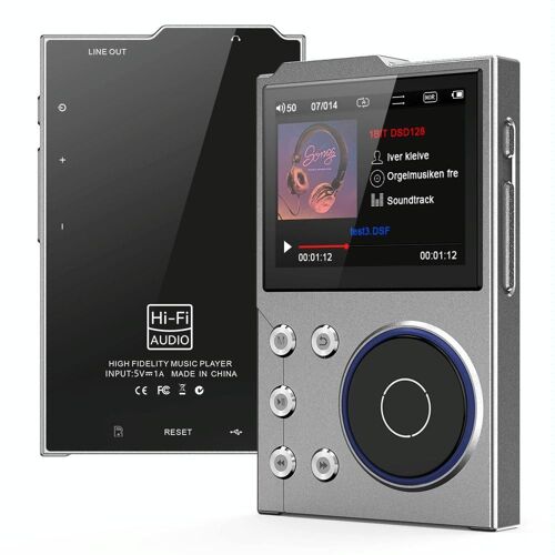 Lecteur MP3 Bluetooth HIFI 16GB Avec Écran 2.4 Pouces Et Radio FM Gris YONIS