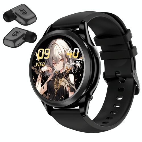 Montre Connectée Sport Étanche IP67 Avec Écouteurs Bluetooth Et Écran 1.27 Noir YONIS
