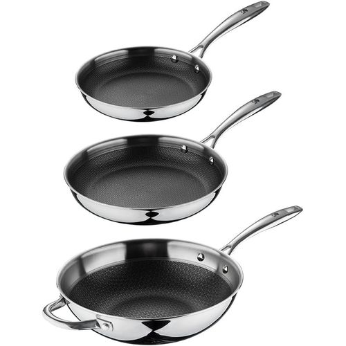 Letnerny-Lot De 3 Poêles 20/24/28 Cm Multicouches En Acier Antiadhésif Pour Induction Avec Poignée Ergonomique Hi-Tech3