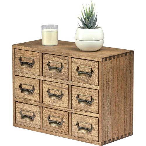 KSFAL-Boîte De Rangement En Bois Massif-Organisateur De Bureau,Tiroir Multifonctionnel Pour La Maison Et Le Bureau,Grande Capacité Jaune-Brun