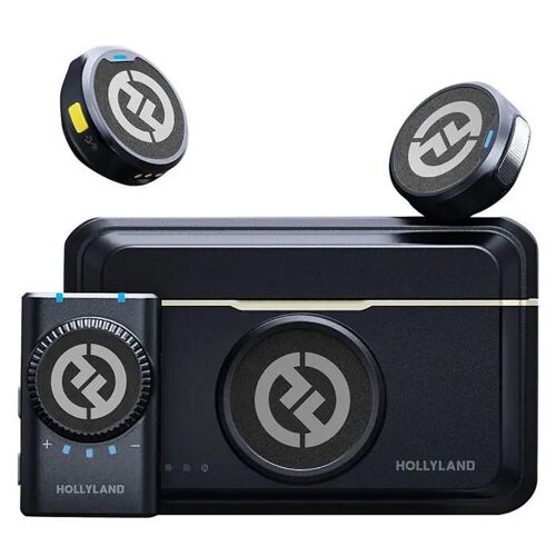 Micro cravate - Hollyland - Lark M2 - microphones Lavalier pour DSLR Caméra, Annulation bruit, 30H Utilisation, 300m portée, Noir