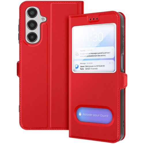 Étui pour Samsung Galaxy A16 Fenêtre Fonction Support Vidéo Rouge