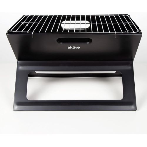 ASFASFq-63033 - Barbecue à Charbon Portable et Pliable en Acier Noir et Rectangulaire, avec Poignée de Transport, Dimensions 45 X 29 X 30 cm, Facile à Monter et à Transporter