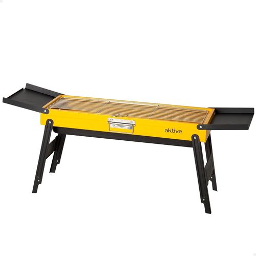 ASFASFq-Barbecue à charbon pliable, en acier émaillé, 89 x 22 x 32 cm, avec plateaux latéraux rabattables, grille en acier inoxydable, plateau amovible, design portable, idéal pour jardin et camping