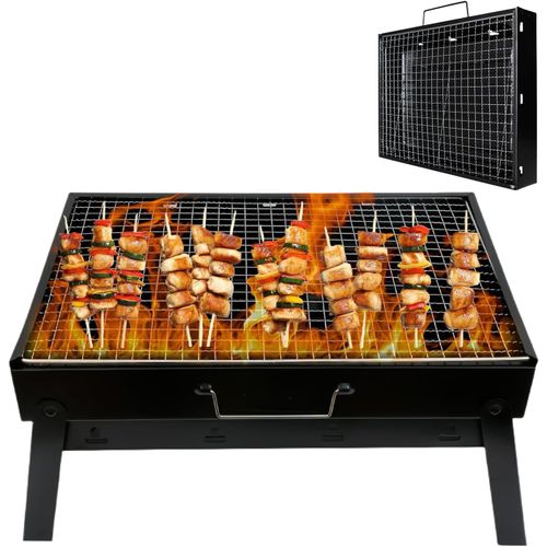 Checarzhn--No1-Barbecue Grill, Grill Barbecue Bbq, Barbecue À Charbon De Bois Pliable, Barbecue Charbon De Bois Bbq Grill Démontable Bbq Charbon De Table En Acier Pour Pique-Nique Voyage Jardin Campi