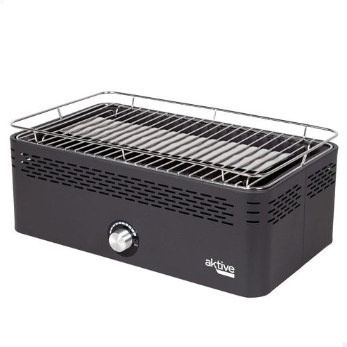 ASFASFq-63004 - Barbecue à Charbon Portable Rectangulaire Noir, sans Fumée, Rechargeable, Anti-Goutte, Dimensions 45 X 28 X 19 cm, Sac de Transport Inclus, Barbecue de Terrasse, Balcon