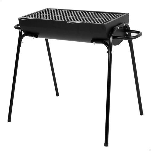 Ulteronixshop-Barbecue Portable au Charbon de Bois, 91X33X71 cm, Noir Mat, Grille en Acier Inoxydable, Grande Surface, Structure en Métal, 4 Pieds, Poignées de Transport latérales (63111)