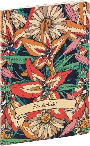 Un Carnet Cousu Décor Floral Frida Kahlo - A5 14,8x21 Cm 64 Pages Lignées Papier Ivoire 90g - Collection Frida Kahlo - 3 Visuels, Livraison Aléatoire