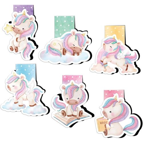6pcs Marque Page Magnétique Signet Licornes Bookmark Animaux Cadeau Papeterie Pour Enfant Enseignant Etudiant Lecteur