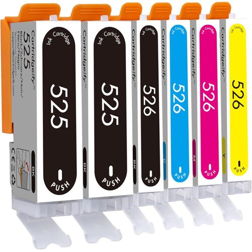 6-Pack PGI-525 CLI-526 Cartouches d'encre Compatible avec Canon 525 526, pour Pixma MG5150 MG5250 MG5350 IP4850 IP4950 IX6550 MX885 MX715 MX895