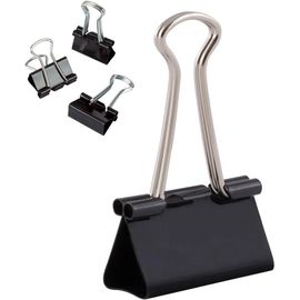 Pinces À Replier En Métal | Emballage 12x12 Pièces (144 Agrafes) 32mm | Noir | Clips Multi-Usages; Clips De Reliure Métalliques Pour: Notes; Papeterie | Trombones