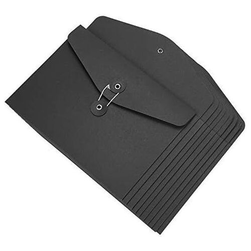 10 Pcs Pochettes De Fichier A4 En Papier Kraft Chemise De Dossier Épais Avec Boucle Sac De Document Cahier Horizontal Enveloppe De Rangement Farde En Corde Durable Papeterie De Bureau École Maison