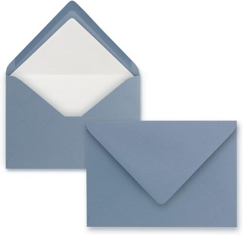 Lot De 100 Enveloppes En Bleu Gris (Bleu) Avec Doublure Intérieure Blanche - Enveloppes Au Format Din B6 - 12,5 X 17,6 Cm - Doublure En Soie - Fermeture Humide