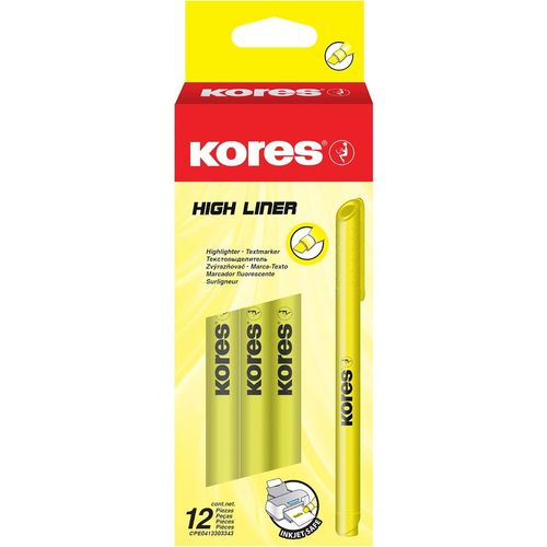 High Liner : Surligneurs Fins Jaune Fluo, Pointe Biseautée Et Encre À Base D'eau, Fournitures Scolaires Et De Bureau, Paquet De 12