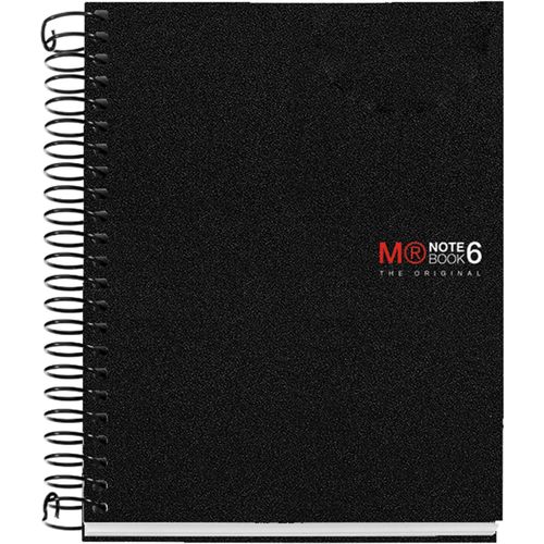 Carnet A6 Notebook The, 6 Bandes De Couleurs, Couverture Polypropylène Opaque, Dimensions 105 X 148 Mm, Sans Perçage, 150 Feuilles De 70 G/M², Quadrillage De 5 Mm, Couleur Noire