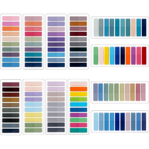 2400 Pièces Marque Page Adhesif Sticky Notes 12 Sets Couleur Feuillets Autocollants Index Tabs Pet Multicolore Pour Les Signets, L'étude, Le Bureau