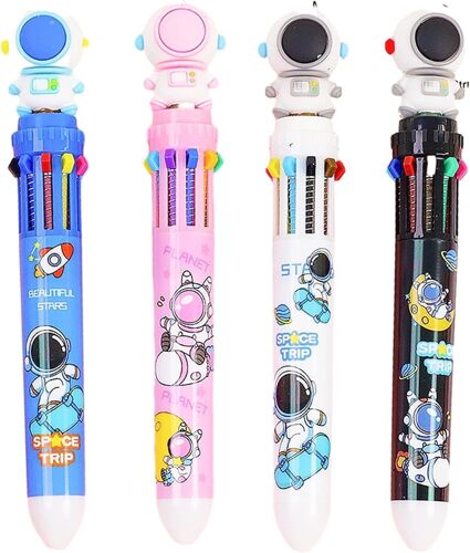 4 Pcs Stylos À Bille Rétractables Multicolores,10 Couleurs En 1 Stylo Bille,Astronautes Plastique Stylos Bille Rétractable Pour Étudiants,Enfants,Bureau,Maison,École,Cadeau,Recharge De 0,5 Mm