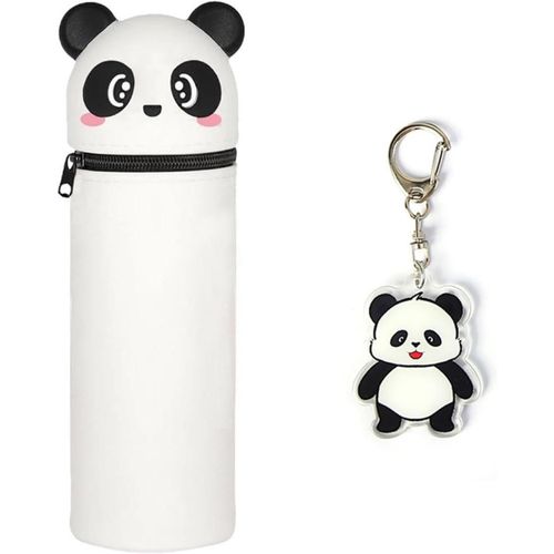 Trousse À Crayons Panda 1 Pièce Et Porte-Clés Panda 1 Pièce, Papeterie Mignonne, Trousse À Crayons Animal En Silicone, Trousse À Crayons Rétractable
