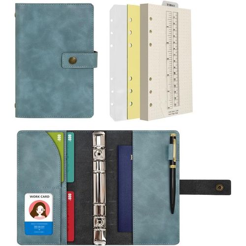 Carnet De Notes Rechargeable En Cuir - Papier À Pois Intérieur En Cuir Véritable Pour Le Travail De Voyage Et L'organisateur (Bleu Ciel, A6)