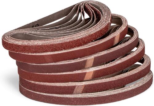 Lot de 48 bandes abrasives professionnelles en tissu - 13 x 451 mm - 8 x grain 40-60 - 80-120 - 180-240 - Compatible avec Powerfeier - Papier abrasif