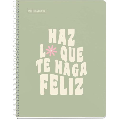 Carnet Message, 1 Bande Couleur, A4, 80 Feuilles Pointillés, Papier 90 G, 4 Trous, Couverture Carton Rigide, Couleur Vert Sauge