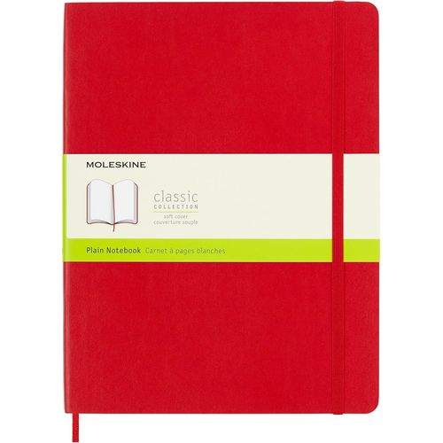 Patq-- Carnet De Notes Classique Pages Blanches - Journal Couverture Souple Et Fermeture Par Elastique - Couleur Rouge Ecarlate - Taille Grand Format 13 X 21 Cm - 240 Pages