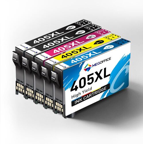 405XL Cartouches d'encre pour Epson 405 405XL Encre pour Epson Workforce Pro WF-3820DWF 3825DWF 4820DWF 4825DWF 4830DTWF WF-7310DTW WF-7830DTWF 7835DTWF 7840DTWF - 5 Pack