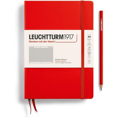 Eryi-312564 Carnet Medium A5 Quadrillé 249 Pages Numérotées Rouge