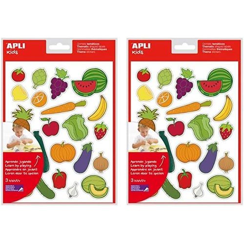 Gommettes Thématiques ""Fruits Et Légumes"" - Autocollant Pour Apprendre Les Fruits Et Légumes - Jeux D'éveil Et D'apprentissage. (Lot De 2)