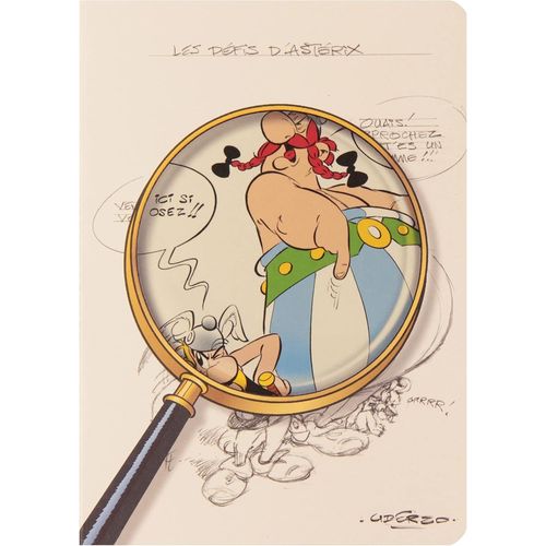 Un Carnet Cousu Visuel ""Crayonnés Sous La Loupe D'astérix"", 2 Visuels Fond Crème/2 Visuels Fond Noir - A5 14,8x21 Cm 64 Pages Lignées Papivoire 90g 4 Visuels, Livr Aléatoire