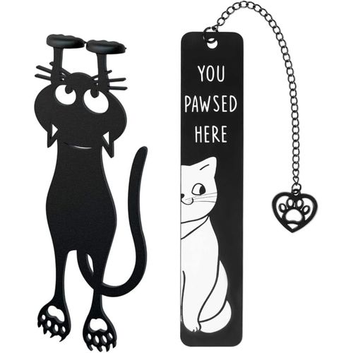 Marque-Pages,2 Pcs Marque Page Métal Signet Chat Bookmark Animaux Cadeau Fourniture Bureau Scolaire Papeterie Pour Enfant Enseignant Etudiant Lecteur,Marque-Pages Personnalisés