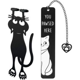 Marque-Pages,2 Pcs Marque Page Métal Signet Chat Bookmark Animaux Cadeau Fourniture Bureau Scolaire Papeterie Pour Enfant Enseignant Etudiant Lecteur,Marque-Pages Personnalisés