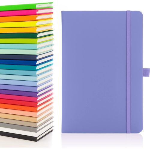 A5 Carnet Avec Pages Lignées, Passant Pour Stylo, Ruban, Marques De Date, Pochette En Papier, Couverture Rigide Moyenne, Papier Issu De Sources Durables (Violet Pastel)