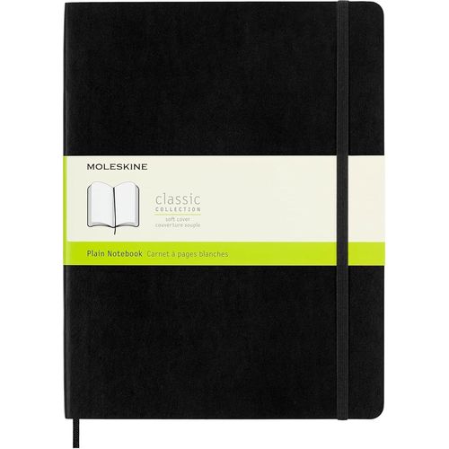 Carnet De Notes Classique Papier À Pages Blanche-Journal Couverture Souple Et Fermeture Par Elastique-Couleur Noir-Taille Très Grand Format 19 X 25 Cm-192 Pages