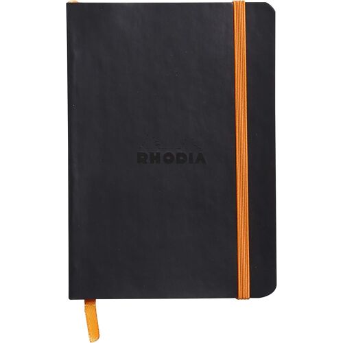 117352c-Carnet Souple Noir-A6 10,5 X 14,8 Cm-Pointillés Dot-144 Pages-Papier Ivoire 90 G/M²-Marque-Page,Fermeture Élastique-Simili Cuir-Collection Rama