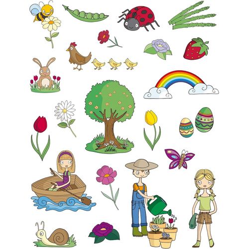 Gommettes Thématiques Enlevables : Le Printemps - 3 Feuilles De Gommettes
