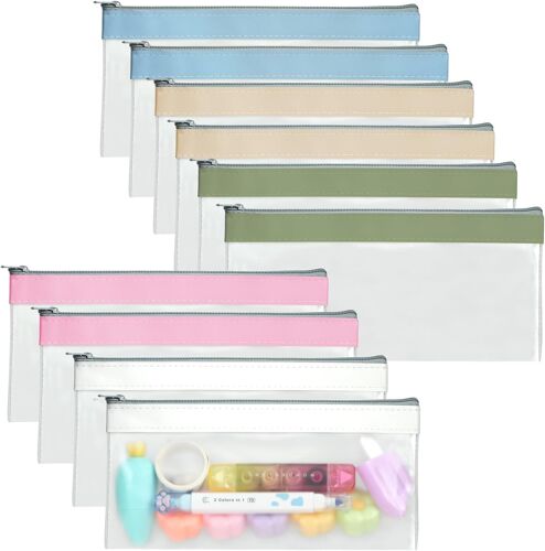 10 Pièces Trousse À Crayons Transparente Avec Fermeture Éclair En Métal, Pochettes À Crayons, Organiseur De Marqueurs, Trousse De Rangement Pour La Papeterie De Voyage Pour Le Bureau