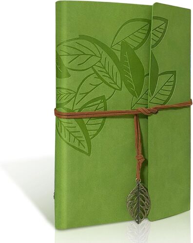 Carnet Cuir de Notes A5, Agenda Cuir Rechargeable Carnet de Voyage Croquis à Remplir, Journal Intime Adulte de Bord pour Travail de Voyage et Organisateur, Cadeau pour Filles Garçons (Vert Clair)