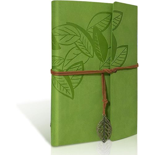 TEPPC-Carnet Cuir de Notes A5, Agenda Cuir Rechargeable Carnet de Voyage Croquis à Remplir, Journal Intime Adulte de Bord pour Travail de Voyage et Organisateur, Cadeau pour Filles Garçons (Vert Clai