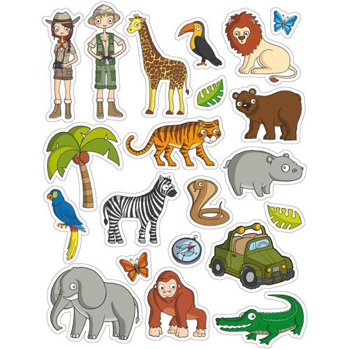 Gommettes Thématiques Enlevables : La Jungle - 3 Feuilles De Gommettes