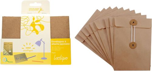 Enveloppes À Fermetures Japonaises En Papier - 10 Enveloppes - 16,2 X 11,4 Cm - Supports À Personnaliser - Supports En Bois - Loisir Créatif - Activité Manuelle