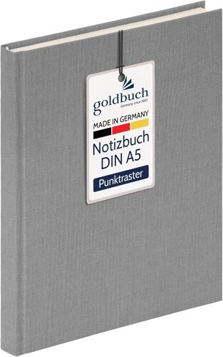 64 0104 Summertime Note Carnet De Notes Format A5 Avec 200 Pages De Papier Crème À Pois 100 G/M² Sans Acide Et Encre À Couverture Rigide Avec Marque-Page Et Reliure Cousue Gris