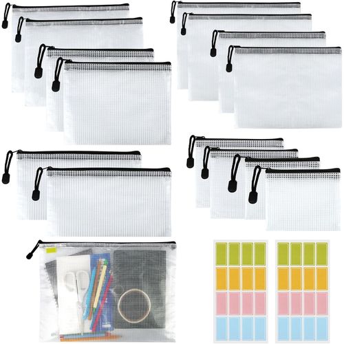 15 Pièces Pochette Plastique Zippée A4/A5/A6/B4/B5/B6/B8/Facture, Transparent Pochette Rangement, Pochette Pochette Zippée Pour Documents, Receipts, Cosmetics Storage