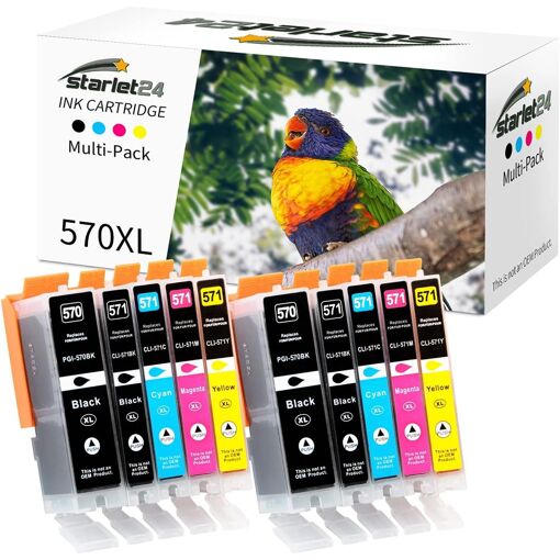 Lot De 4 Cartouches D'encre Magenta C-571M Compatibles Canon PIXMA - 12 Ml, Neuves